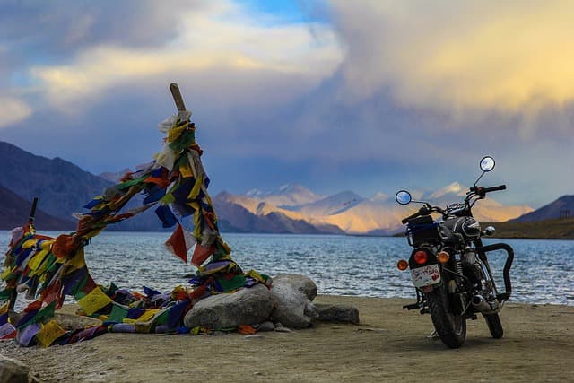 The stark, snow-topped Himalayan ranges surrounding Leh in Ladakh