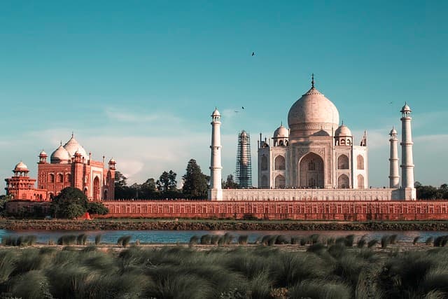 The Taj Mahal at Agra, India at sunrise
