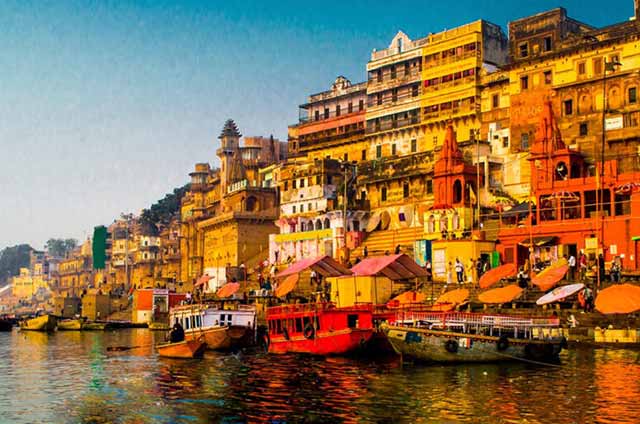 Evening aarti on the ghats of the Ganges at Varanasi